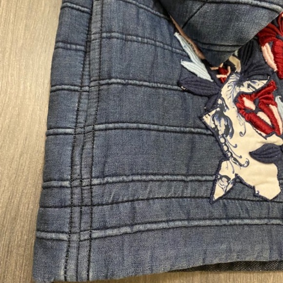 Antonio Marras Short Quilted Embroidered Denim Jacket Sz US 6 - Picture 7 of 10